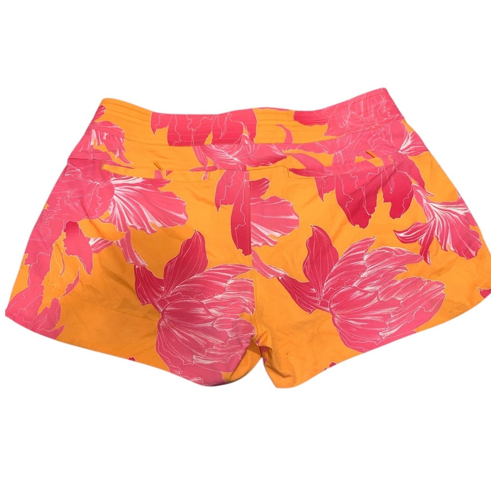 Athleta Women 10 Orange Pink Floral Tropical Board Shorts Swim Trunks Quick Dry - Picture 5 of 8